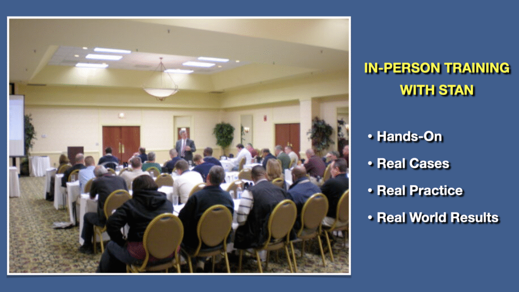 Stan Walters teaching a live in-person interview and interrogation training class to a full room of investigators.