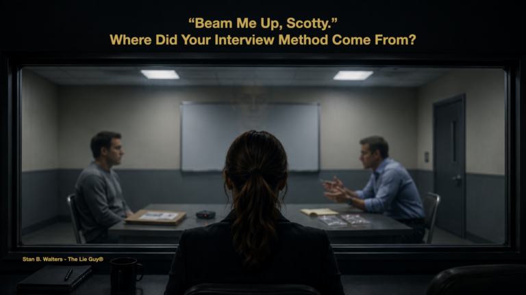 Interview observed through a two-way mirror with the title “Beam Me Up, Scotty: Where Did Your Interview Method Come From?”