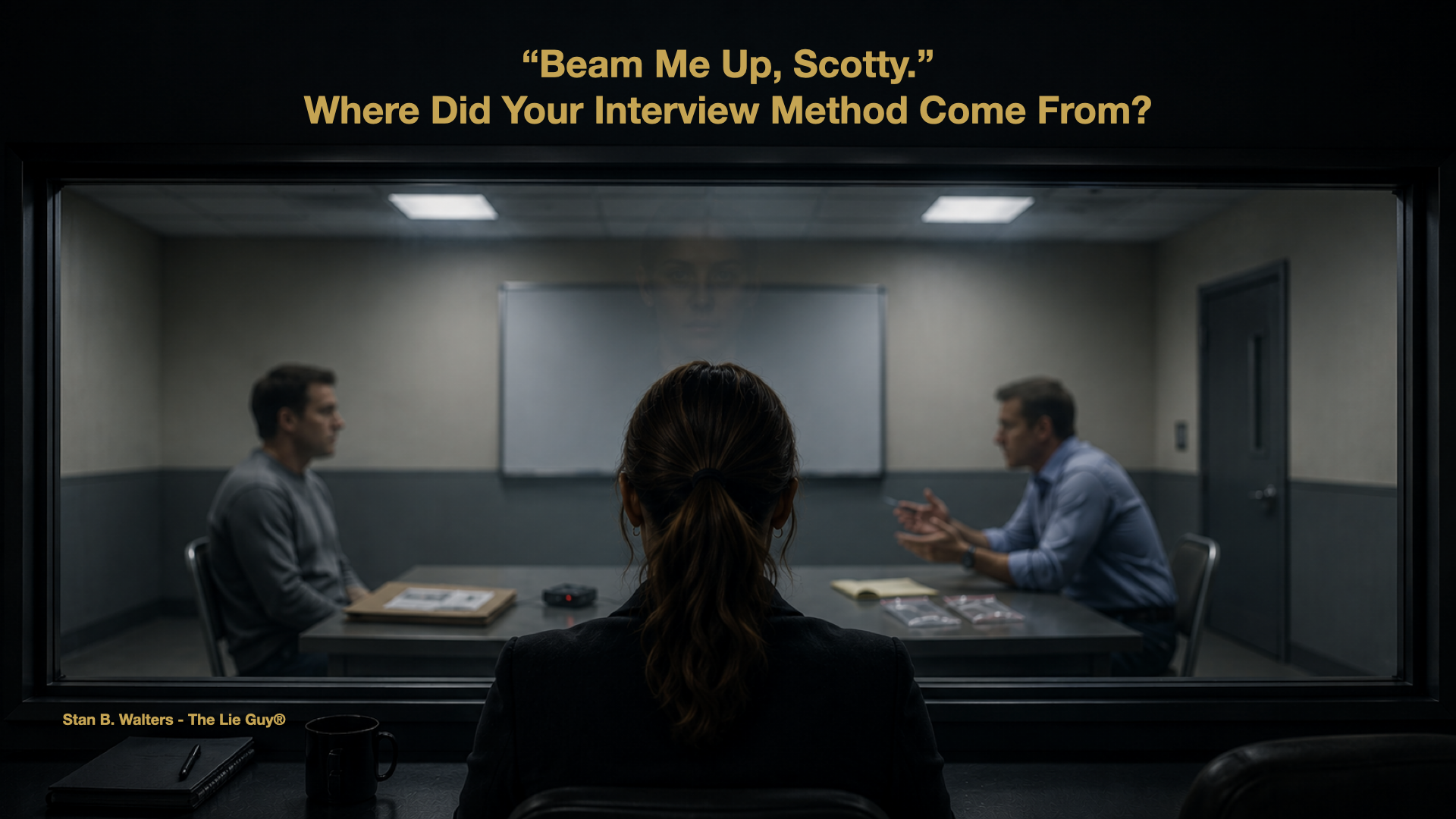 Interview observed through a two-way mirror with the title “Beam Me Up, Scotty: Where Did Your Interview Method Come From?”