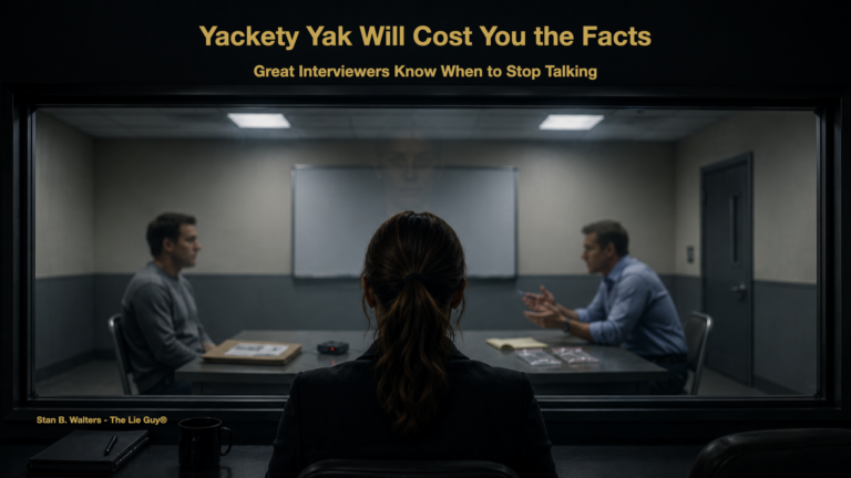 Investigative interview observed through a one-way mirror illustrating why great interviewers know when to stop talking to improve statement reliability and gather more accurate information.